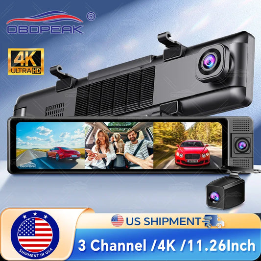 Rearview Mirror Three Way Dash Cam