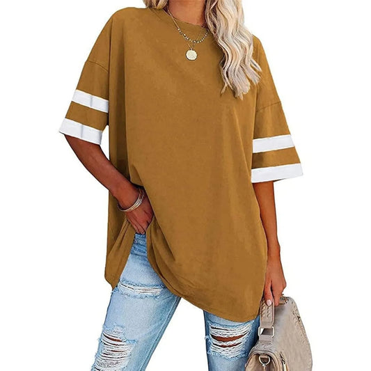 Womens Summer Loose T-Shirt Short Sleeve Crewneck Basic Tee Tunic Tops